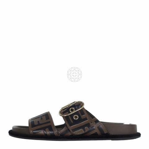 Fendi leather ff online slides